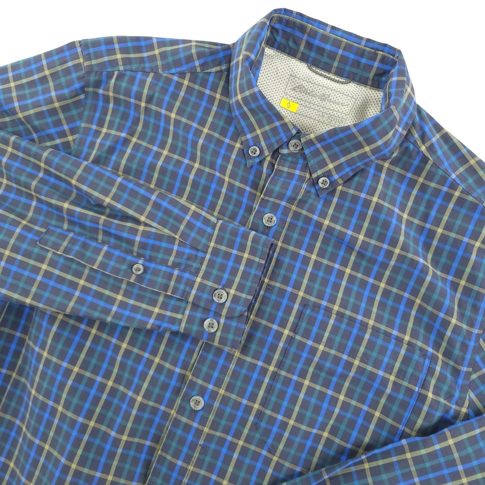 Eddie Bauer Shirt Mens M Blue Plaid Long Sleeve Button Up Classic Fit‎ Outdoor